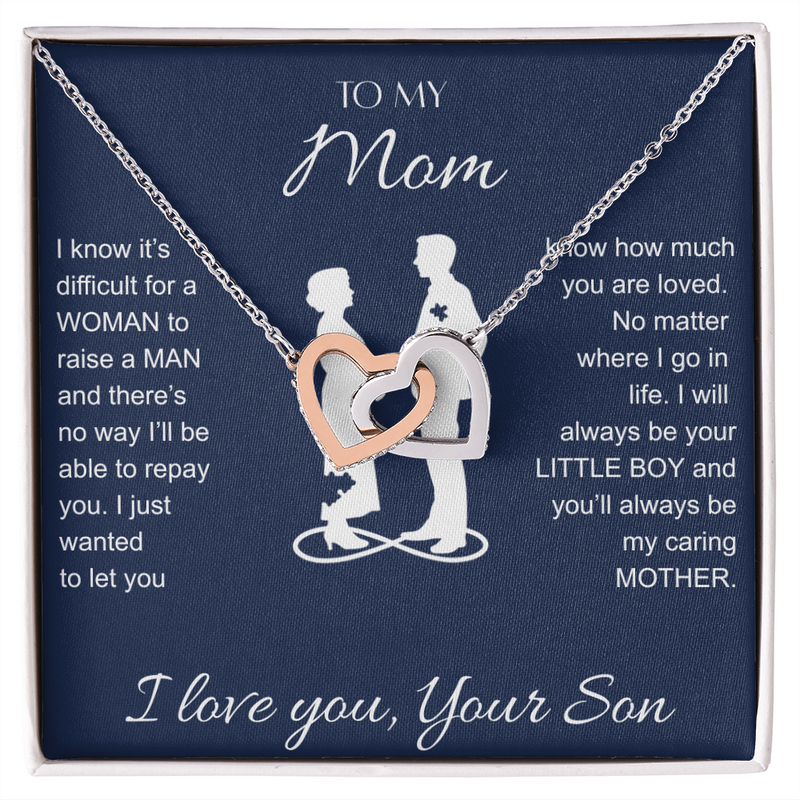 Interlocking Hearts Necklace  - To My Mom I Love You